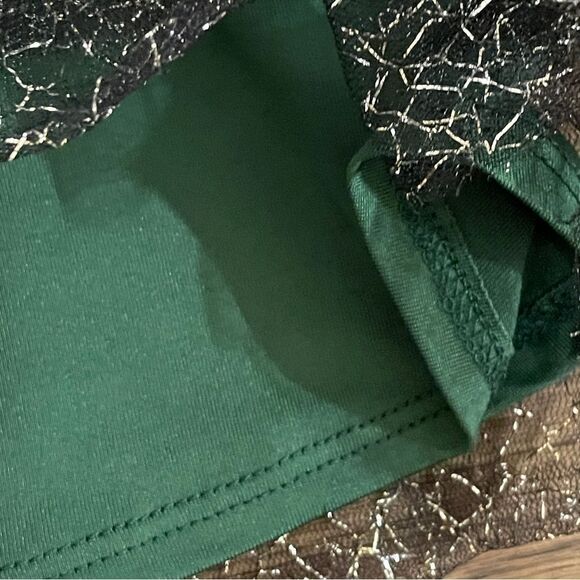 Dot Dot Smile Flutter Sleeve Twirl Dress Green With Silver Mesh Overlay 12-24 Mo - Picture 3 of 12